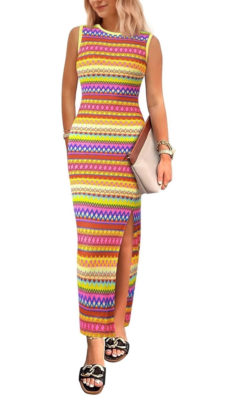 NWT Prettygarden Women's Summer Sleeveless Tank Dress Sz Large Maxi Side Slit